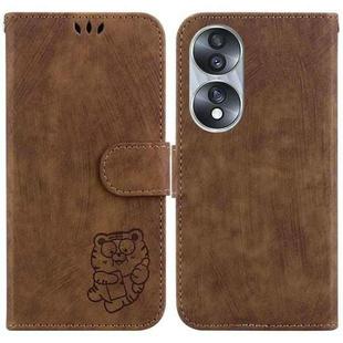 For Honor 70 Little Tiger Embossed Leather Phone Case(Brown)