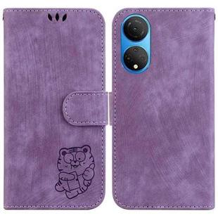 For Honor X7 Little Tiger Embossed Leather Phone Case(Purple)