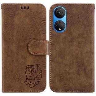 For Honor X7 Little Tiger Embossed Leather Phone Case(Brown)