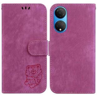 For Honor X7 Little Tiger Embossed Leather Phone Case(Rose Red)