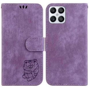 For Honor X8 Little Tiger Embossed Leather Phone Case(Purple)