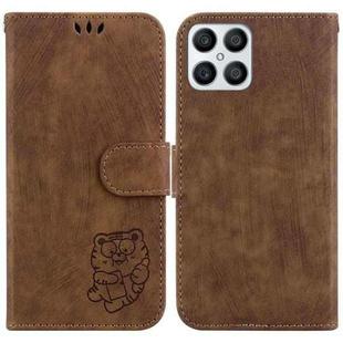 For Honor X8 Little Tiger Embossed Leather Phone Case(Brown)