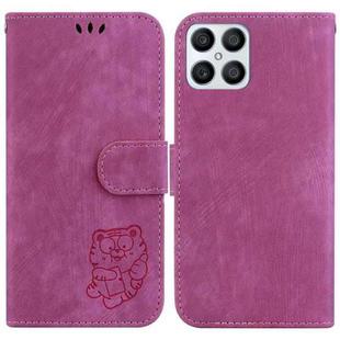 For Honor X8 Little Tiger Embossed Leather Phone Case(Rose Red)