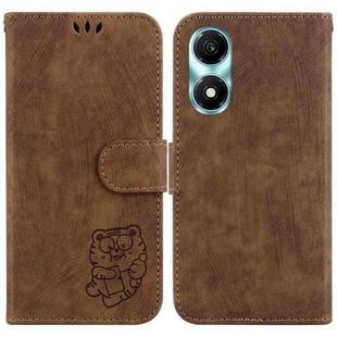 For Honor X5 Plus / Play 40C Little Tiger Embossed Leather Phone Case(Brown)