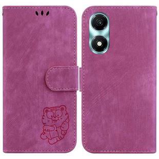 For Honor X5 Plus / Play 40C Little Tiger Embossed Leather Phone Case(Rose Red)