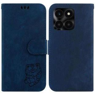 For Honor X6a Little Tiger Embossed Leather Phone Case(Dark Blue)