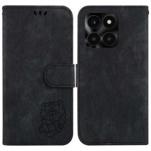 For Honor X6a Little Tiger Embossed Leather Phone Case(Black)