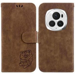 For Honor Magic6 Pro Little Tiger Embossed Leather Phone Case(Brown)