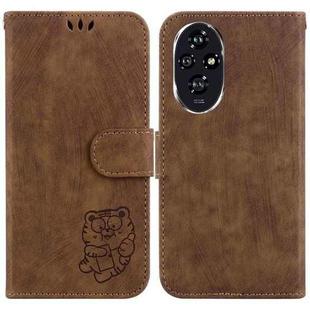 For Honor 200 Little Tiger Embossed Leather Phone Case(Brown)