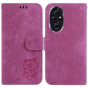 For Honor 200 Little Tiger Embossed Leather Phone Case(Rose Red)