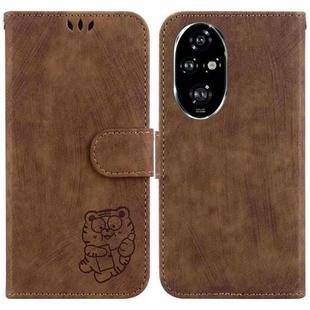 For Honor 200 Pro Little Tiger Embossed Leather Phone Case(Brown)