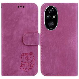 For Honor 200 Pro Little Tiger Embossed Leather Phone Case(Rose Red)