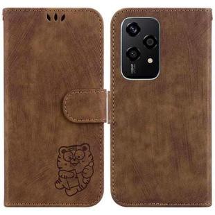 For Honor 200 Lite Global Little Tiger Embossed Leather Phone Case(Brown)