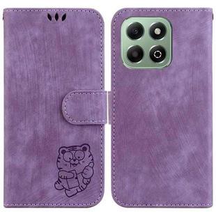 For Honor X6b Little Tiger Embossed Leather Phone Case(Purple)