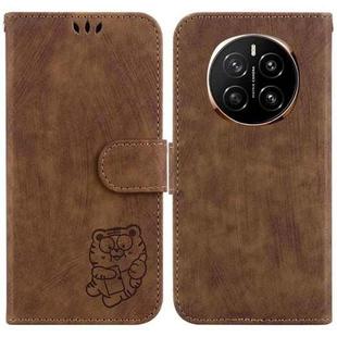 For Honor Magic7 Little Tiger Embossed Leather Phone Case(Brown)