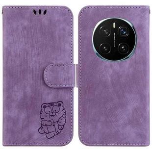 For Honor Magic7 Pro Little Tiger Embossed Leather Phone Case(Purple)