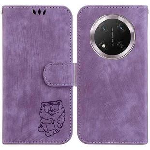 For Honor X9c Little Tiger Embossed Leather Phone Case(Purple)