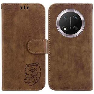 For Honor X9c Little Tiger Embossed Leather Phone Case(Brown)