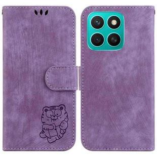 For Honor X8c 4G Little Tiger Embossed Leather Phone Case(Purple)