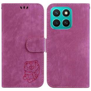 For Honor X8c 4G Little Tiger Embossed Leather Phone Case(Rose Red)