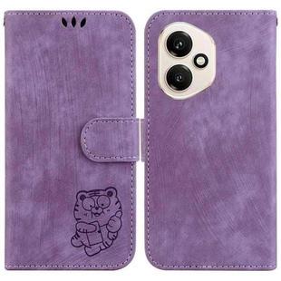 For Honor 400 Global 156.5mm Little Tiger Embossed Leather Phone Case(Purple)
