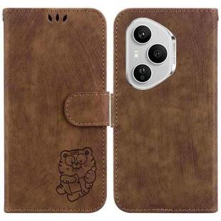 For Honor 400 Pro Global 160.8mm Little Tiger Embossed Leather Phone Case(Brown)