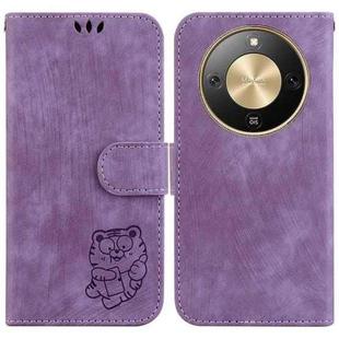 For Honor X70 5G Little Tiger Embossed Leather Phone Case(Purple)