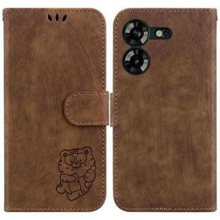 For Tecno Pova 5 Little Tiger Embossed Leather Phone Case(Brown)