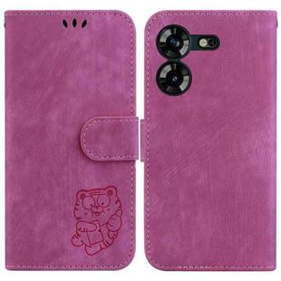 For Tecno Pova 5 Little Tiger Embossed Leather Phone Case(Rose Red)