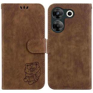 For Tecno Camon 20 Pro 5G Little Tiger Embossed Leather Phone Case(Brown)