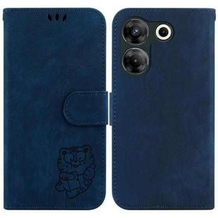 For Tecno Camon 20 Pro 5G Little Tiger Embossed Leather Phone Case(Dark Blue)