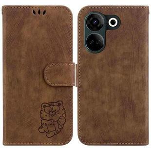 For Tecno Camon 20 Pro 4G / 20 Little Tiger Embossed Leather Phone Case(Brown)