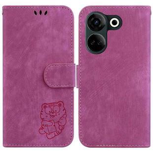 For Tecno Camon 20 Pro 4G / 20 Little Tiger Embossed Leather Phone Case(Rose Red)