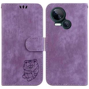 For Tecno Spark 10 5G Little Tiger Embossed Leather Phone Case(Purple)