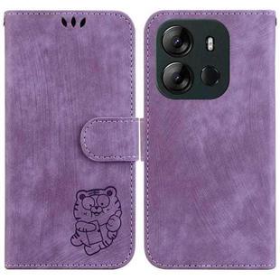 For Tecno Spark GO 2023 /Pop 7 Pro Little Tiger Embossed Leather Phone Case(Purple)