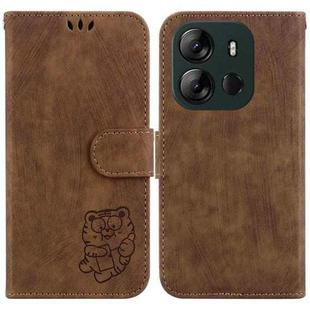 For Tecno Spark GO 2023 /Pop 7 Pro Little Tiger Embossed Leather Phone Case(Brown)