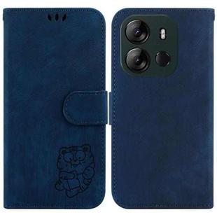 For Tecno Spark GO 2023 /Pop 7 Pro Little Tiger Embossed Leather Phone Case(Dark Blue)