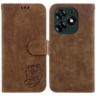 For Tecno Spark 10 Pro Little Tiger Embossed Leather Phone Case(Brown)