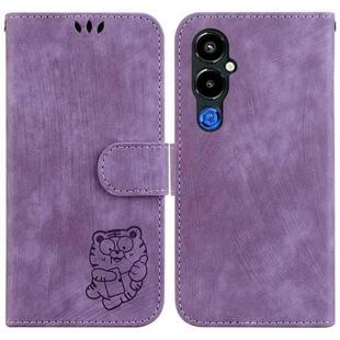 For Tecno Pova 4 Pro Little Tiger Embossed Leather Phone Case(Purple)