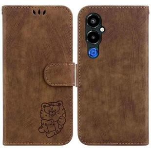 For Tecno Pova 4 Pro Little Tiger Embossed Leather Phone Case(Brown)