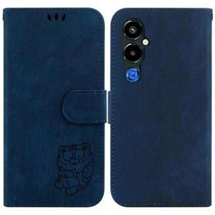 For Tecno Pova 4 Pro Little Tiger Embossed Leather Phone Case(Dark Blue)