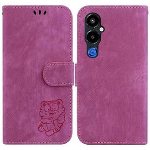 For Tecno Pova 4 Pro Little Tiger Embossed Leather Phone Case(Rose Red)