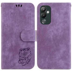 For Tecno Pova 4 Little Tiger Embossed Leather Phone Case(Purple)