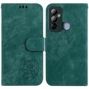 For Tecno Pop 6 Go Little Tiger Embossed Leather Phone Case(Green)
