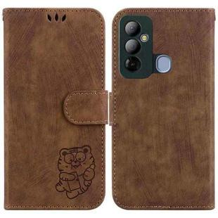 For Tecno Pop 6 Go Little Tiger Embossed Leather Phone Case(Brown)