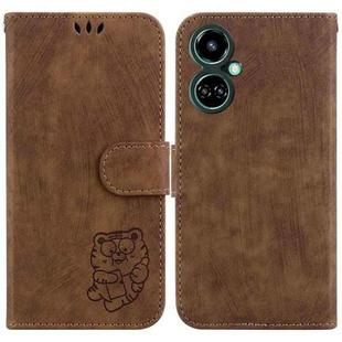 For Tecno Camon 19 Little Tiger Embossed Leather Phone Case(Brown)