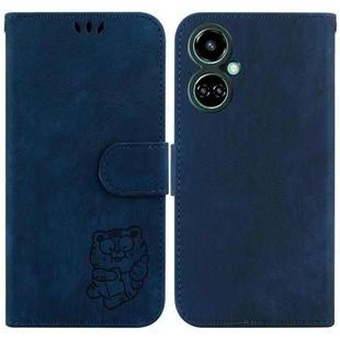 For Tecno Camon 19 Little Tiger Embossed Leather Phone Case(Dark Blue)
