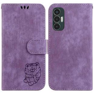 For Tecno Pova 3 / LE7 Little Tiger Embossed Leather Phone Case(Purple)