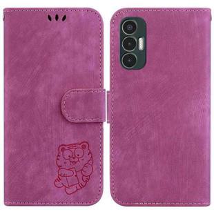 For Tecno Pova 3 / LE7 Little Tiger Embossed Leather Phone Case(Rose Red)