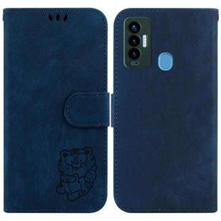 For Tecno Camon 18i Little Tiger Embossed Leather Phone Case(Dark Blue)